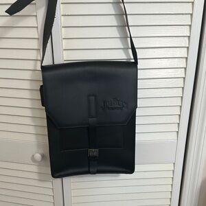 Black Leather Messenger Bag Jim Beam Black stamp